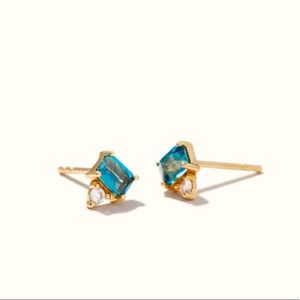 Mejuri Blue Topaz Duo Studs London Blue Topaz, Discontinued by Mejuri